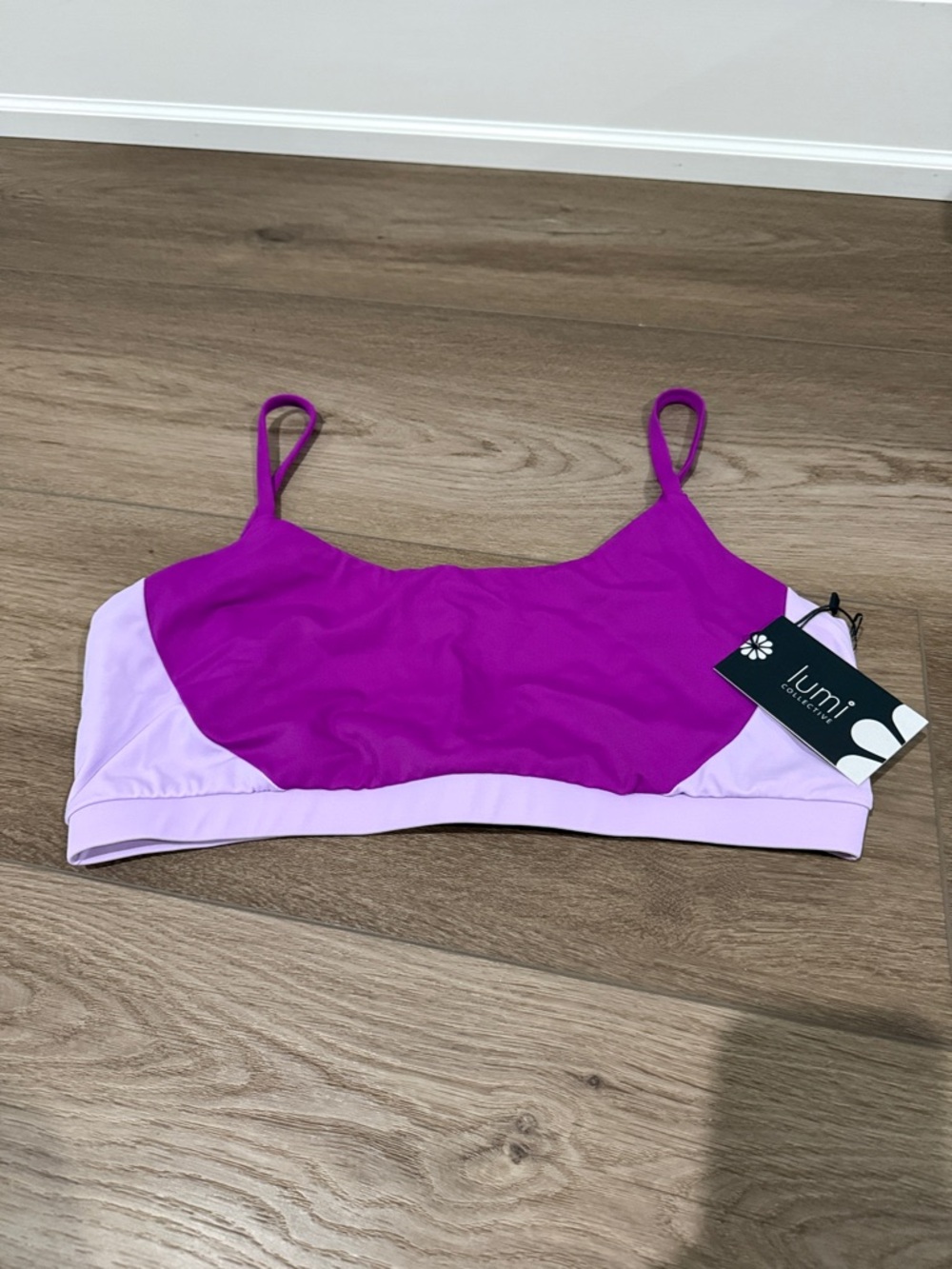 Lumi Colorblock Sports Bra in Fuchsia & Lavender - Discount Dance